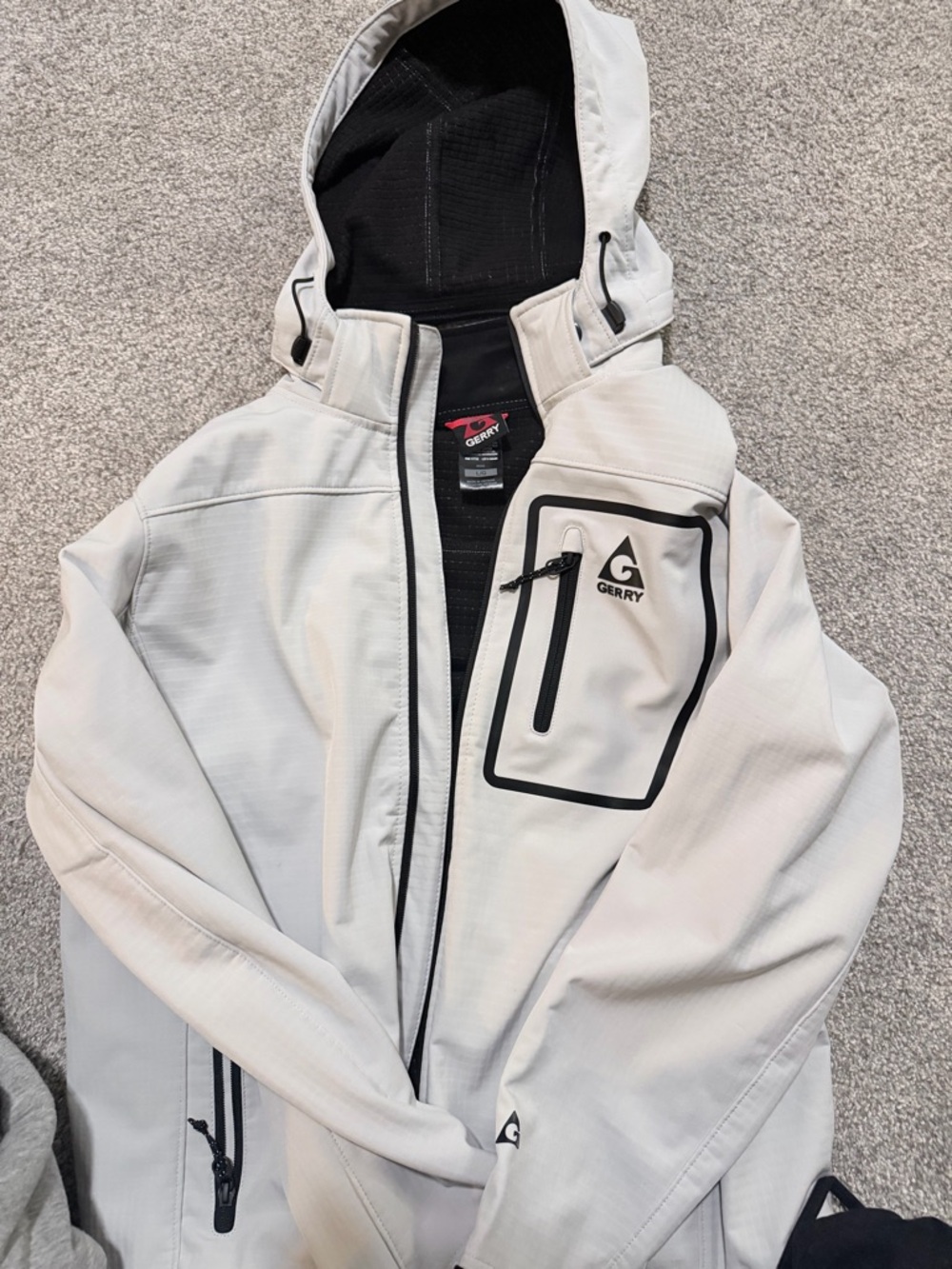 Gerry Weber Men's Hooded Raincoat in Light Gray with Black Trim